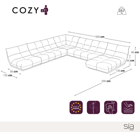 Canapé panoramique modulable XXL COZY Bouclette