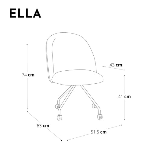 Chaise de bureau ELLA Tissu tramé effet cuir vintage