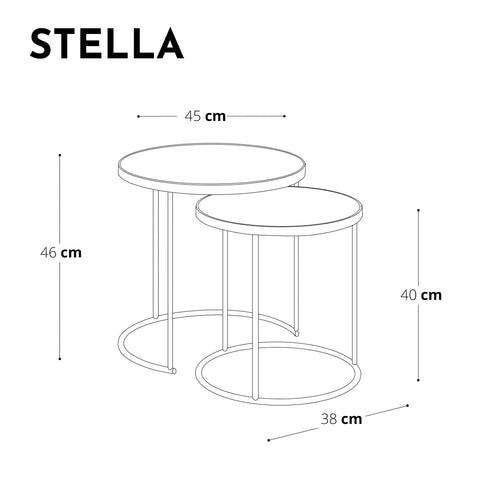 Table d'appoint STELLA Marbre pieds noirs
