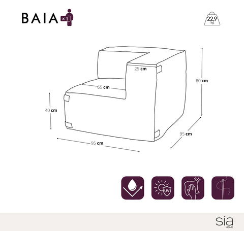 Angle - Canapé d'extérieur BAIA tissu bouclette beige chiné