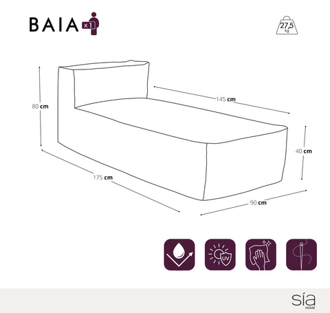 Méridienne - Canapé d'extérieur BAIA tissu bouclette beige chiné