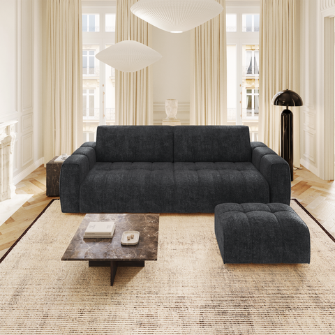 Pouf BARI velours chenillé