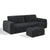Ensemble canapé 4 places et pouf BARI velours chenillé anthracite foncé