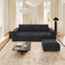 Ensemble canapé 4 places et pouf BARI velours chenillé anthracite foncé