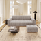 Ensemble canapé 4 places et pouf BARI velours chenillé beige