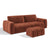 Ensemble canapé 4 places et pouf BARI velours chenillé terracotta