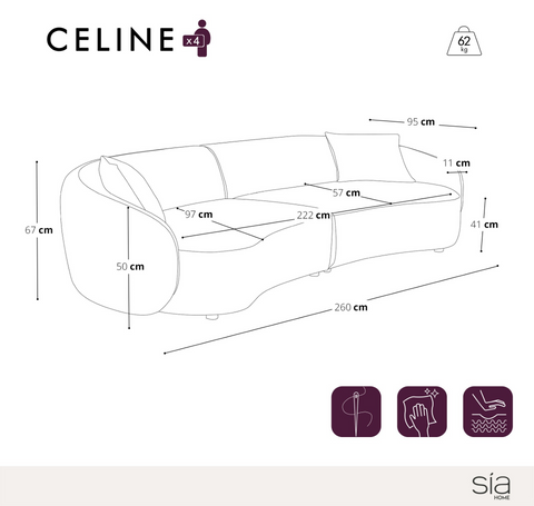Canapé 4 places CELINE tissu tramé touché doux