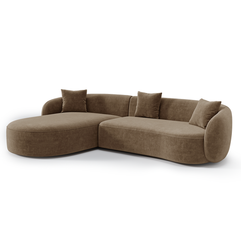 Canapé d'angle gauche CELINE tissu tramé toucher doux