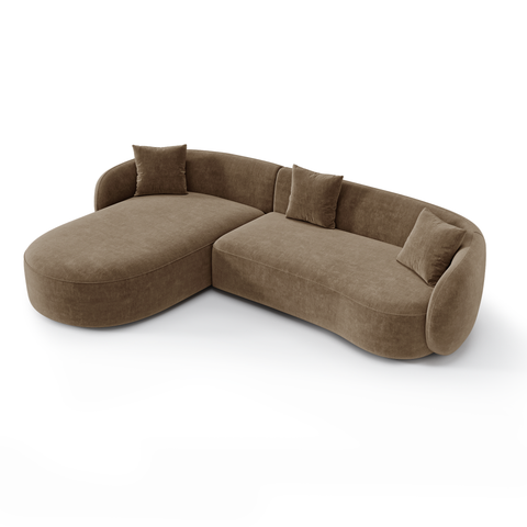Canapé d'angle gauche CELINE tissu tramé toucher doux