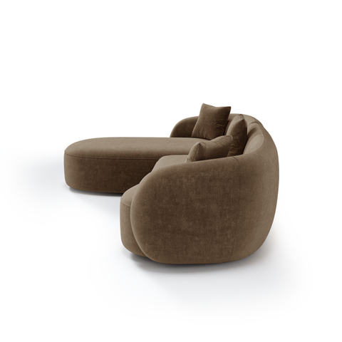 Canapé d'angle gauche CELINE tissu tramé toucher doux