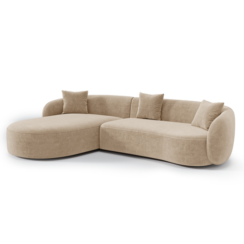 Canapé d'angle gauche CELINE tissu tramé toucher doux