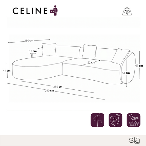 Canapé d'angle gauche CELINE tissu tramé toucher doux