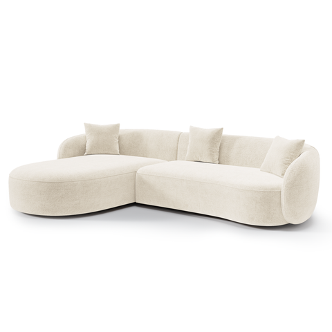 Canapé d'angle gauche CELINE tissu tramé toucher doux