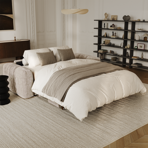 Canapé convertible express matelas Dunlopillo 140cm CLOUD Velours texturé