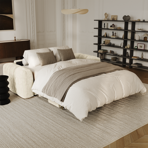 Canapé convertible express matelas Dunlopillo 140cm CLOUD Velours texturé