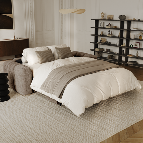 Canapé convertible express matelas Dunlopillo 160cm CLOUD Velours texturé