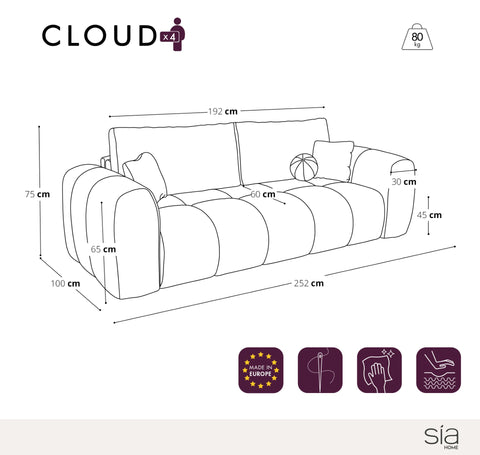 Canapé 4 places CLOUD Tissu bouclette