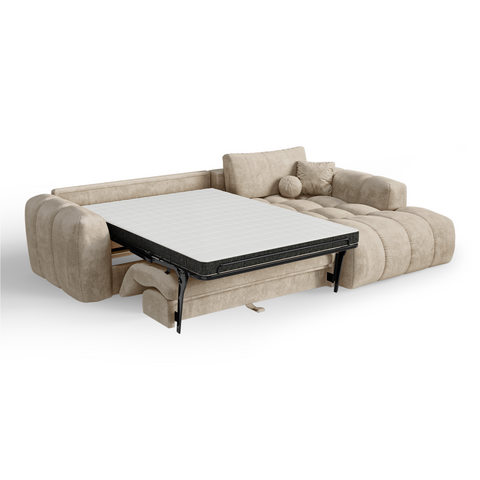 Canapé d'angle droit convertible express matelas Dunlopillo 140cm CLOUD Velours texturé