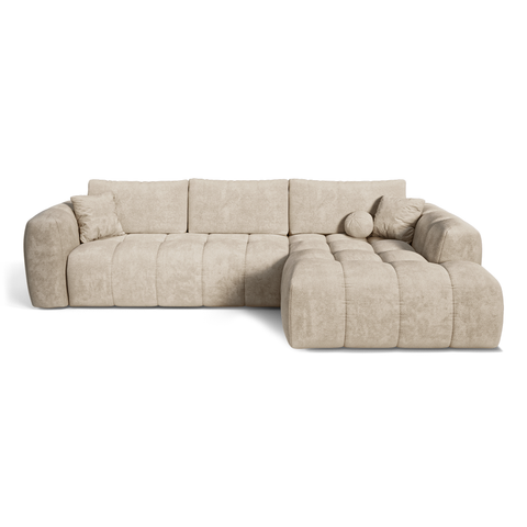 Canapé d'angle droit convertible express matelas Dunlopillo 140cm CLOUD Velours texturé