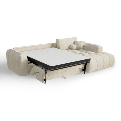Canapé d'angle droit convertible express matelas Dunlopillo 140cm CLOUD Velours texturé