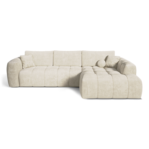 Canapé d'angle droit convertible express matelas Dunlopillo 140cm CLOUD Velours texturé