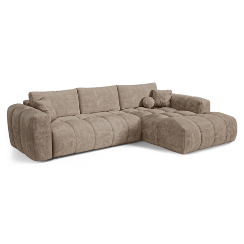 Canapé d'angle droit convertible express matelas Dunlopillo 140cm CLOUD Velours texturé