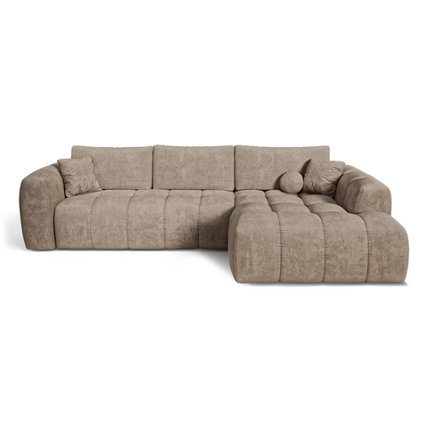 Canapé d'angle droit convertible express matelas Dunlopillo 140cm CLOUD Velours texturé