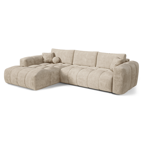 Canapé d'angle gauche convertible express matelas Dunlopillo 140cm CLOUD Velours texturé