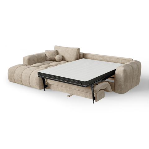 Canapé d'angle gauche convertible express matelas Dunlopillo 140cm CLOUD Velours texturé
