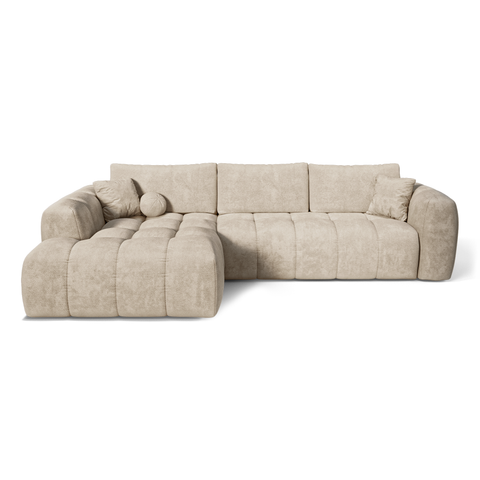 Canapé d'angle gauche convertible express matelas Dunlopillo 140cm CLOUD Velours texturé