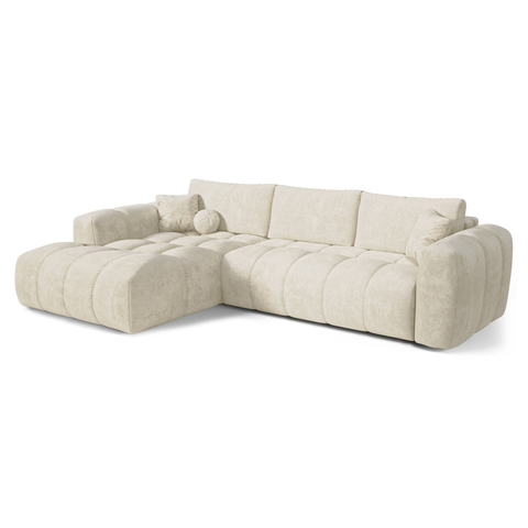 Canapé d'angle gauche convertible express matelas Dunlopillo 140cm CLOUD Velours texturé