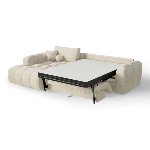 Canapé d'angle gauche convertible express matelas Dunlopillo 140cm CLOUD Velours texturé