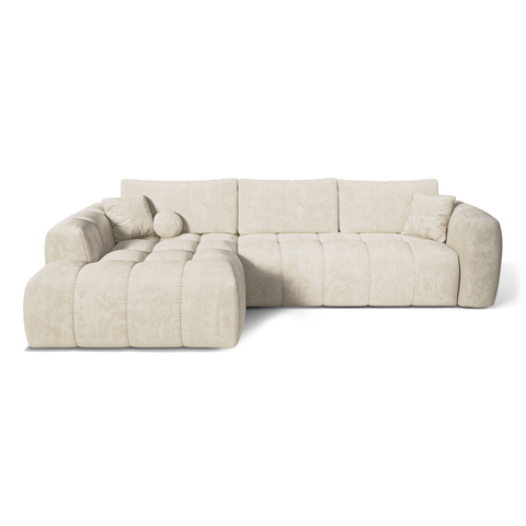 Canapé d'angle gauche convertible express matelas Dunlopillo 140cm CLOUD Velours texturé