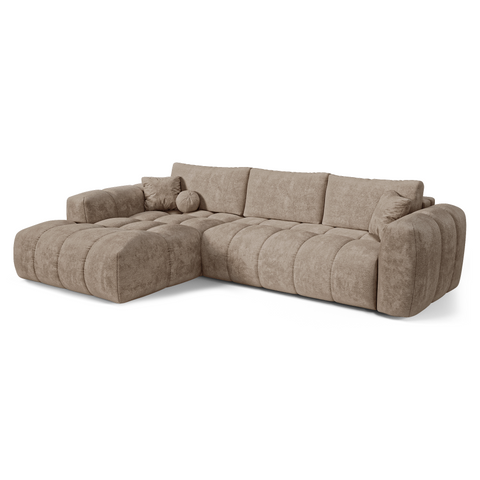 Canapé d'angle gauche convertible express matelas Dunlopillo 140cm CLOUD Velours texturé