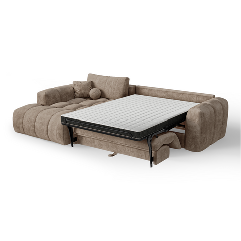 Canapé d'angle gauche convertible express matelas Dunlopillo 140cm CLOUD Velours texturé