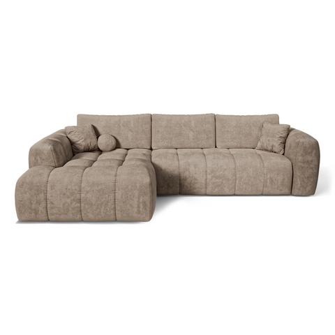 Canapé d'angle gauche convertible express matelas Dunlopillo 140cm CLOUD Velours texturé