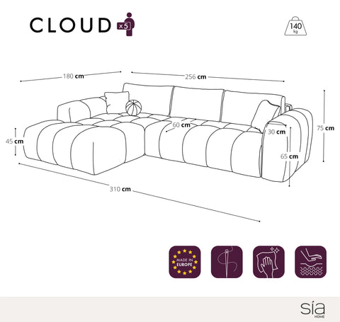 Canapé d'angle gauche CLOUD Tissu bouclette