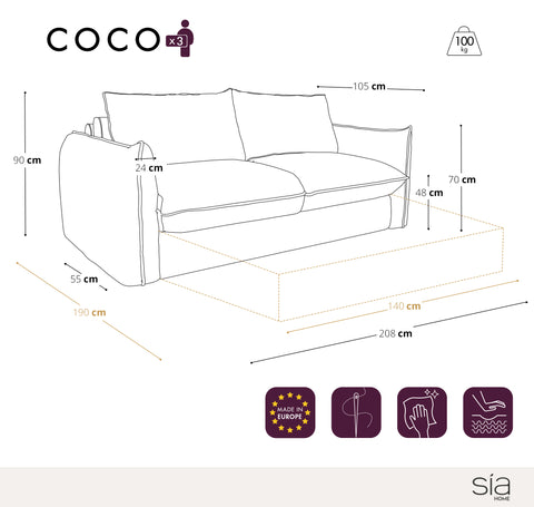 Canapé convertible matelas 140cm COCO Velours