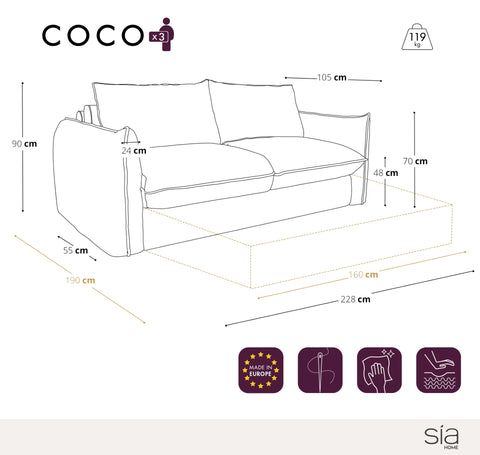 Canapé convertible matelas 160cm COCO Velours