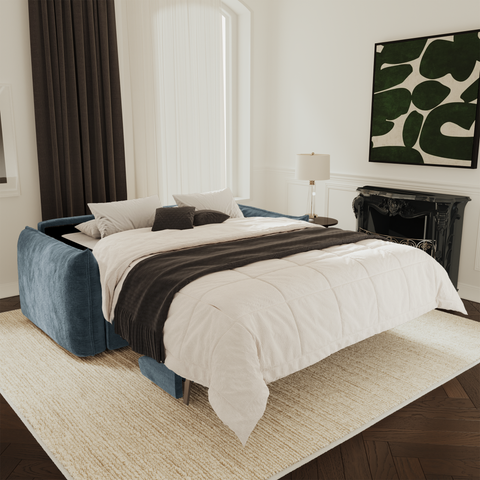 Canapé convertible matelas 160cm COCO Velours gaufré