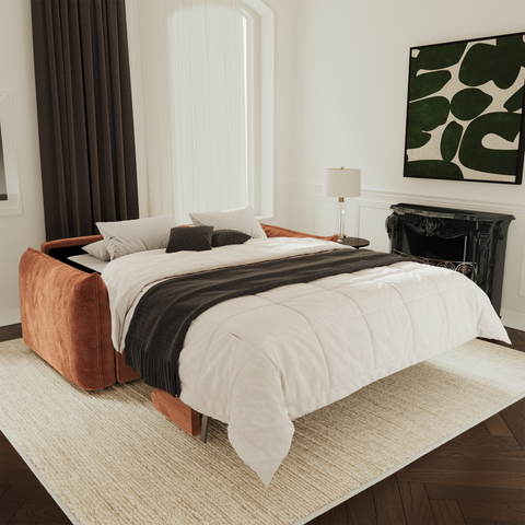 Canapé convertible matelas 160cm COCO Velours gaufré
