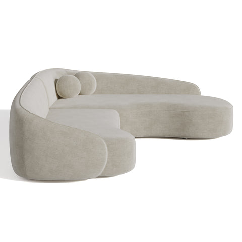 Canapé d'angle droit COOPER Tissu tramé toucher doux
