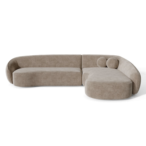 Canapé d'angle droit COOPER Tissu tramé toucher doux