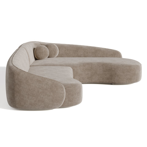 Canapé d'angle droit COOPER Tissu tramé toucher doux