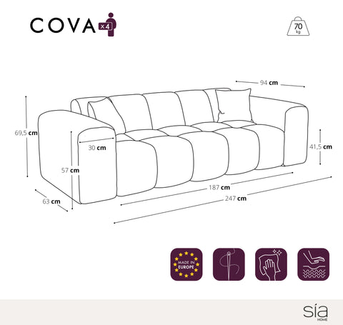 Canapé 4 places COVA tissu bouclette