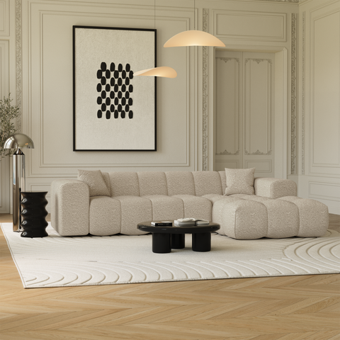 Canapé angle droit COVA tissu bouclette