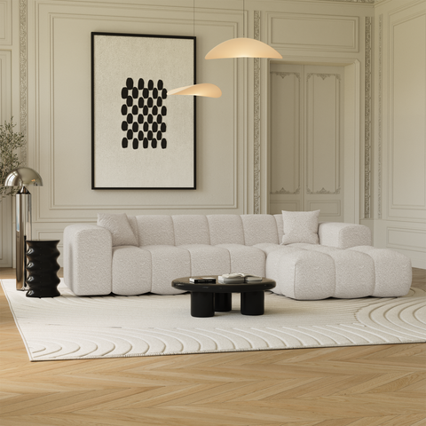 Canapé angle droit COVA tissu bouclette