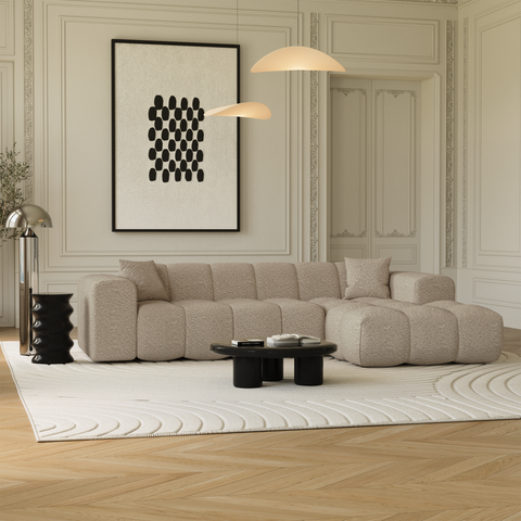 Canapé angle droit COVA tissu bouclette