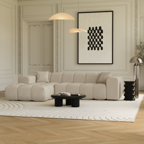 Canapé angle gauche COVA tissu bouclette