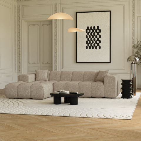 Canapé angle gauche COVA tissu bouclette